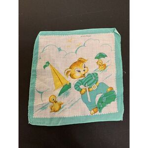 Vintage Childs‎ Handkerchief Puppy Captain of sailboat 9x9